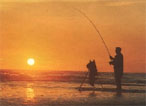 Fishing at sunset